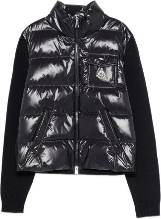 Moncler Down Jackets, female, Blue, Size: L Padded Zip-Up Cardigan