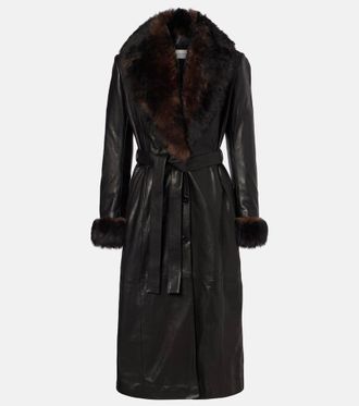 Nour Hammour Baez shearling-trimmed leather coat