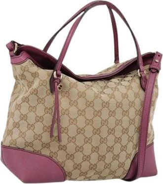 Gucci Pre-owned Vintage GG Canvas Tote - Dames - Vintage Shopper - Beige - ONE Size - Leer - Vintage