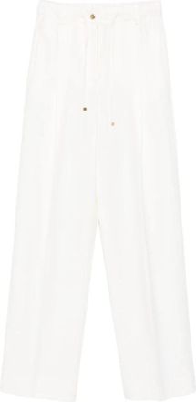 Moncler Wool Gabardine Tailored Broeken - Dames - Straight fit broeken - Beige - 2XS - Wol - Broeken