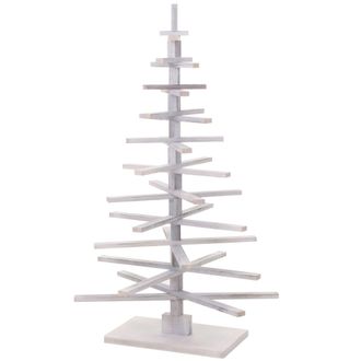 Hhg Rbol De Navidad Decorativo Hhg 029, 3d-&aacute;rbol De Navidad Decoraci&oacute;n De Navidad, Aspecto Shabby Madera De Abeto Ajustable 130x82x82cm, Blanco