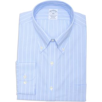 Brooks Brothers Regular Fit Stripe Button-Down Cotton Shirt in Hydrangea Stripe at Nordstrom Rack, Size 17.5 - 34/35
