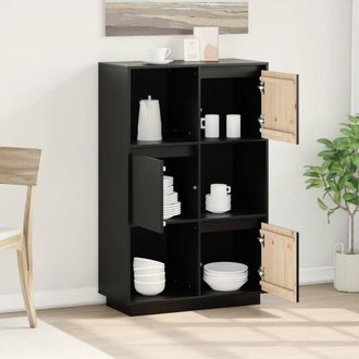 Berkfield Home Highboard Black 74x35x117 cm Solid Wood Pine | Size: 74 x 35 x 117 cm