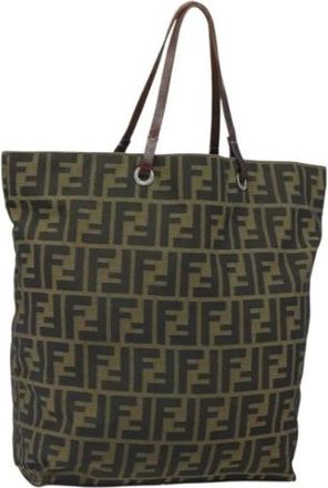 Fendi Pre-owned Tote Bags, female, Brown, Size: ONE SIZE Pre-owned Canvas Tote Bag