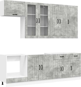 vidaXL Unidad De Cocina Lucca 8 Uds. Gris Hormig&oacute;n Vidaxl