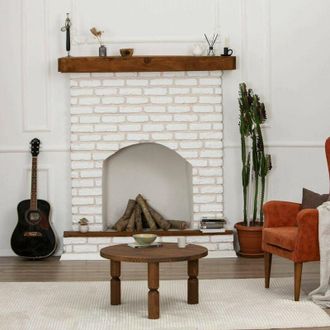 Dmora Mesa De Caf&eacute; Vesta, Mesa De Centro Baja, Revistero Para Sof&aacute;, Estante De La Sala De Estar, 70x70h40 Cm, Nuez, Con Embalaje Reforzado - Dmora