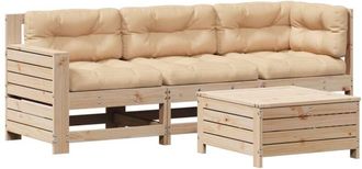 vidaXL Juego De Muebles De Jard&iacute;n 4 Pzas Y Cojines Madera Maciza Pino Vidaxl