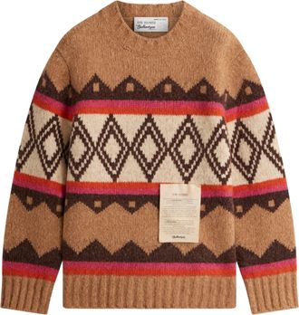 Ballantyne Raw Diamond Argyle Wool Cashmere Crewneck Sweater