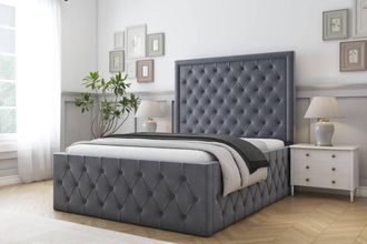 Comfort Beds Winchester Plush Bed Frame - 50 Upholstered Headboard in Dark Grey | Size: Super King