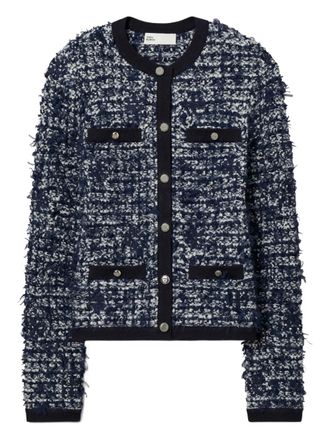 Tory Burch Kendra tweed button cardigan - Blue