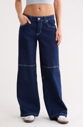 Madden Girl Utility Wide Leg Jeans in Dark Rinse at Nordstrom Rack, Size 11