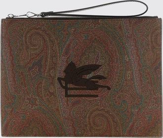 Etro Paisley Print Coated Cotton Pouch with Removable Wrist Strap
