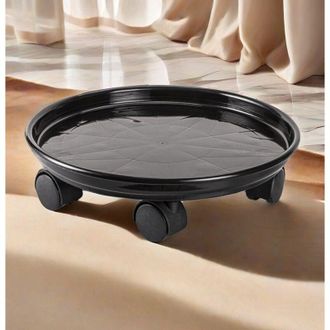 Gabrielle Paquete De 1 Carrito Redondo Para Macetas Con Ruedas Universales Para Plantas Y Flores De Jard&iacute;n, 30 Cm (negro)