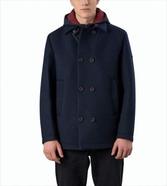 Rihunik Double-Breasted Blue Coat With Detachable Hood