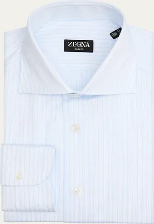 Ermenegildo Zegna Mens Trofeo Cotton Multi-Stripe Dress Shirt