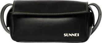Sunnei Stijlvolle Zwarte Crossbodytas - Dames - Schoudertassen - Zwart - ONE Size - Leer - Tassen