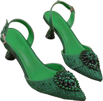 Generic Women Wedding High Heel Pumps Pointed Toe Rhinestone Detail Party Dress Shoes