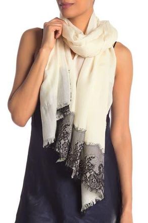 La Fiorentina Wool Silk Blend Lace Scarf in White/black at Nordstrom Rack