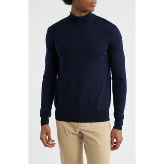 Aur&eacute;lien Cashwool Mock Neck Sweater in Navy at Nordstrom, Size Xx-Large