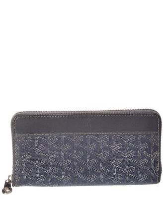 Goyard Grey Goyardine Coated Canvas Matignon Zip Around GM Wallet (Authentic