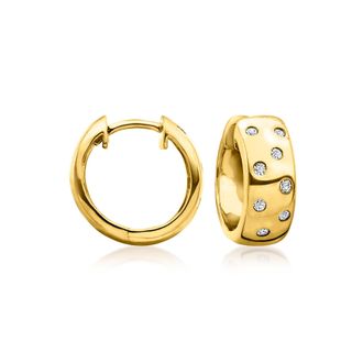 RS Pure by Ross-Simons Scattered Lab-Grown Diamond Huggie Hoop Earrings in 18kt Gold Over Sterling