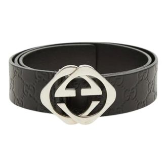 Gucci Pre-owned Vintage Leren Riem - Heren - Pre-owned - Zwart - Maat: ONE Size Leer