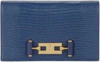 Elisabetta Franchi Bs 08A66E2H88 Schouderband met Curb Chain - Dames - Portefeuilles - Blauw - ONE Size - Polyester - Accessoires