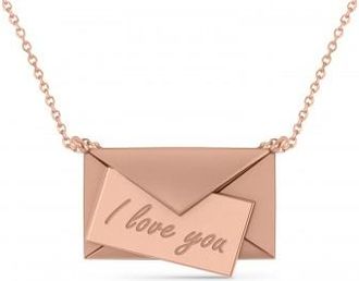 Allurez I Love You Envelope Pendant Necklace 14K Rose Gold