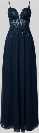 Luxuar Luxuar Abendkleid mit Perlen und Pailletten in Dunkelblau, Gr&ouml;&szlig;e 36