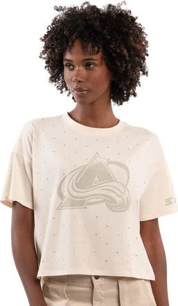 Starter Womens Starter Cream Colorado Avalanche Rhinestone Sprinkle Boxy Cropped T-Shirt at Nordstrom, Size X-Large