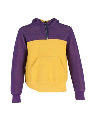 sacai Pre-owned Mens Colorblock Hooded Sweatshirt in Purple and Yellow Cotton - Size Small