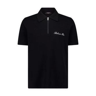 Balmain Black Embroidered Polo Shirt