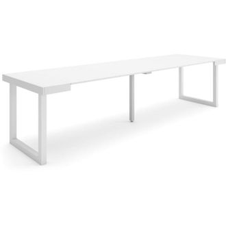 Skraut Home Consolle allungabile, Tavolo consolle allungabile, 300, Per 14 persone, Gambe in legno, Stile moderno, Bianco - Skraut Home