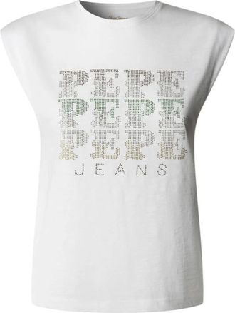 Pepe Jeans London Luj&aacute;n Sleeveless Top - Dames - Tops zonder mouwen - Wit - S - Katoen - Tops