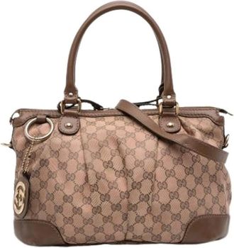 Gucci Pre-owned Handbags, female, Brown, Size: ONE SIZE Pre-owned Canvas Handbag