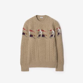Burberry EKD Aran Knit Wool Sweater, Size: M