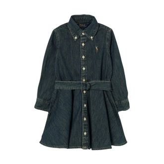 Polo Ralph Lauren Abito chemisier in denim di cotone con cintura - - Dresses - Donna - Blu - S
