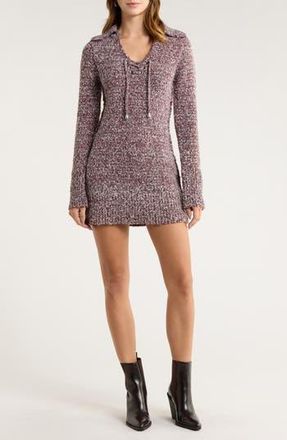 Free People Milena Long Sleeve Mini Sweater Dress in Chocolate Grape Combo at Nordstrom Rack, Size X-Small