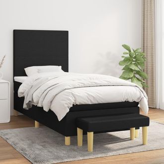 vidaXL Cama Box Spring Con Colch&oacute;n Tela Negro 80x200 Cm Vidaxl