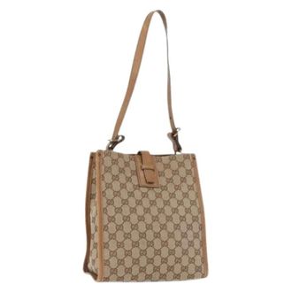 Gucci Pre-owned Shoulder Bags, female, Beige, Size: ONE SIZE Pre-owned Vintage GG Canvas Shoulder Bag