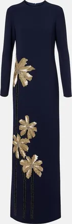 Costarellos Nevina crystal-embellished cr&ecirc;pe gown