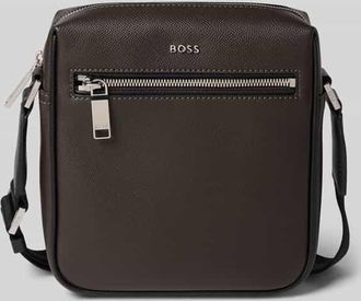 HUGO BOSS Reporter-Tasche aus genarbtem Leder Modell DAXTER_NS zip in Dunkelbraun, Gr&ouml;&szlig;e 1