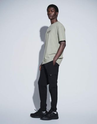 Capo pantaloni cargo utility coordinati neri-Nero
