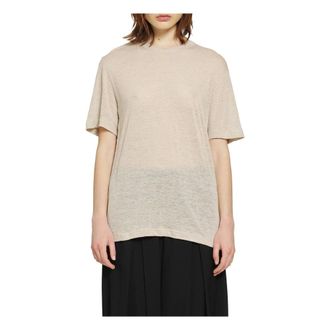 Comme Des Gar&ccedil;ons T-Shirts, female, Beige, Size: S Linen Twill T-Shirt