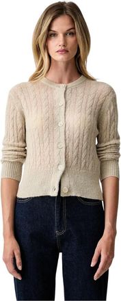 Joop Gebreide Cardigan - Dames - Vesten - Beige - L - Wol - Truien & Vesten