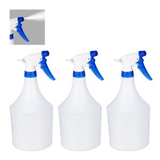 Relaxdays Relaxdays Pulverizador 1 Litro, Set De 3 Unidades, Boquilla Ajustable, Bote Spray Con Escala, Espray, Pl&aacute;stico, Azul