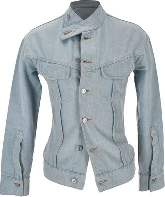 Victoria Beckham Sculptural Denim Jacket in Blue Cotton