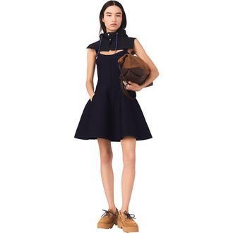 Maje Mini knitted babydoll dress in Navy at Nordstrom, Size 36 Eu
