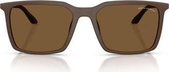 A|X Armani Exchange 55mm Square Sunglasses in Matte Brown /Brown at Nordstrom