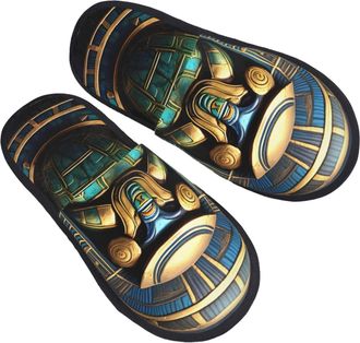 Generic Egyptian Scarab Men Women Sliders Non-Slip Slippers Warm House Shoes For Bedroom Winter Outdoor M